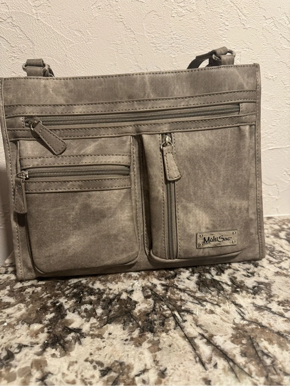 Multisac women’s shoulder bag/purse with pockets dark gray.
